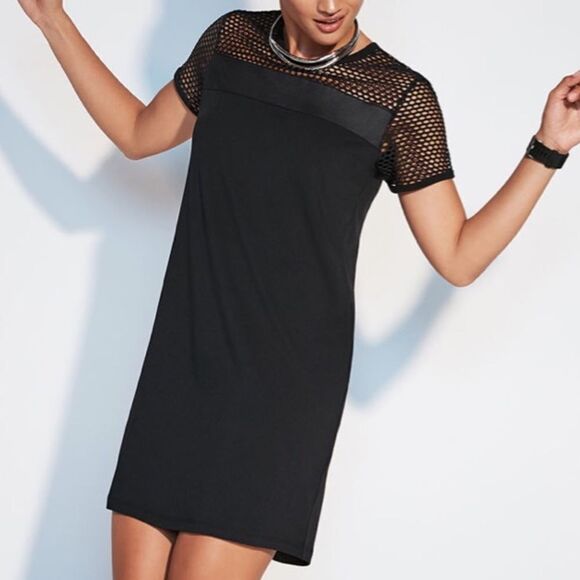 Fabletics Black Mesh Dress Sarah Mini Dress Size Small - Picture 7 of 11